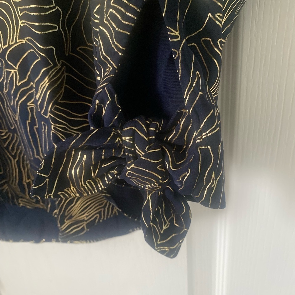 Michael Kors gold and navy blouse size-L - Picture 5 of 10